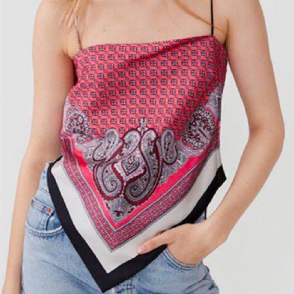 Zara Silk Bandanna Tie Top